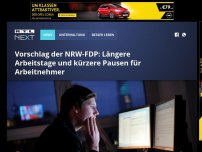 Bild zum Artikel: Vorschlag der NRW-FDP: Längere Arbeitstage, aber kürzere Pausen für Arbeitnehmer