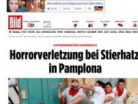 Bild zum Artikel: Aufgespießter Hodensack - Horrorverletzung bei Stierhatz in Pamplona
