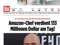 Bild zum Artikel: Jeff Bezos - Amazon-Chef verdient 133 Mio Dollar am Tag!