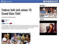 Bild zum Artikel: Federer holt sich seinen 19. Grand Slam Titel!
