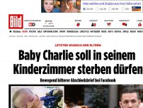 Bild zum Artikel: Baby Charlie darf sterben - Der bittere Abschiedsbrief der Eltern