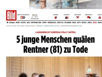 Bild zum Artikel: Gericht fällt Urteil - 5 junge Menschen quälen Rentner (81) zu Tode