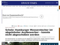 Bild zum Artikel: Scholz: Hamburger Messerstecher ist abgelehnter Asylbewerber – konnte nicht abgeschoben werden
