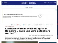 Bild zum Artikel: Kanzlerin Merkel: Messerangriff in Hamburg „muss und wird aufgeklärt werden“