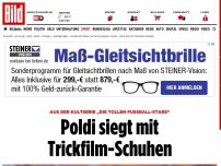 Bild zum Artikel: „Die tollen Fußball-Stars“ - Poldi siegt mit Trickfilm-Schuhen