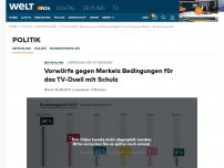 Bild zum Artikel: 'Erpressung und sittenwidrig': Vorwürfe gegen Merkels Bedingungen für das TV-Duell mit Schulz