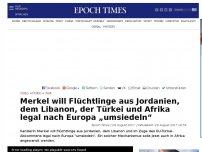 Bild zum Artikel: Merkel will Flüchtlinge aus Jordanien, dem Libanon, der Türkei und Afrika legal nach Europa „umsiedeln“