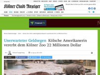 Bild zum Artikel: Unerwarteter Geldsegen: Kölsche Amerikanerin vererbt dem Kölner Zoo 22 Millionen Dollar