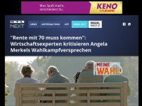 Bild zum Artikel: 'Rente mit 70 muss kommen': Wirtschaftsexperten kritisieren Merkels Wahlkampfversprechen