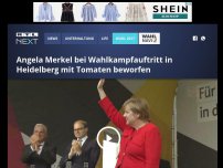 Bild zum Artikel: Angela Merkel bei Wahlkampfauftritt in Heidelberg mit Tomaten beworfen