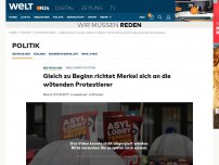 Bild zum Artikel: Wahlkampf in Ostdeutschland: Gleich zu Beginn richtet Merkel sich an die wütenden Protestierer