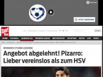 Bild zum Artikel: Angebot abgelehnt! Pizarro: Lieber vereinslos als zum HSV