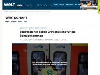 Bild zum Artikel: Öffentlicher Nahverkehr: Staatsdiener sollen Gratistickets für die Bahn bekommen