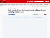 Bild zum Artikel: Aktuelle Umfrage - Mehr als ein Drittel der Deutschen wünscht sich Merkel vorzeitig aus dem Amt