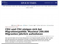 Bild zum Artikel: CDU und CSU einigen sich bei Migrationspolitik: Maximal 200.000 Migranten jährlich aufnehmen