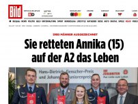 Bild zum Artikel: Soldaten ausgezeichnet - Sie retteten Annika (15) auf der A2 das Leben