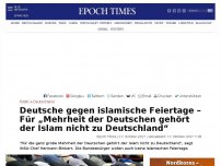 Bild zum Artikel: Deutsche gegen islamische Feiertage – Für „Mehrheit der Deutschen gehört der Islam nicht zu Deutschland“
