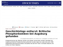 Bild zum Artikel: Geschichtslüge entlarvt: Britische Phosphorbomben bei Augsburg gefunden