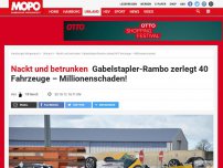 Bild zum Artikel: Nackt und betrunken: Gabelstapler-Rambo zerlegt 40 Fahrzeuge – Millionenschaden!