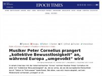 Bild zum Artikel: Musiker Peter Cornelius prangert „kollektive Bewusstlosigkeit“ an, während Europa „umgevolkt“ wird