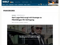 Bild zum Artikel: Karl Lagerfeld sorgt mit Aussage zu Flüchtlingen für Aufregung