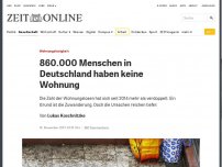 Bild zum Artikel: Wohnungslosigkeit: 860.000 Menschen in Deutschland haben keine Wohnung