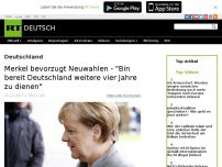 Bild zum Artikel: Merkel bevorzugt Neuwahlen - 'Bin bereit Deutschland weitere vier Jahre zu dienen'