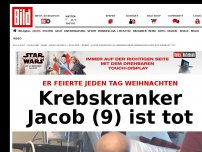 Bild zum Artikel: Nach jahrelangem Kampf - Krebskranker Weihnachts- Fan Jacob (9) ist tot