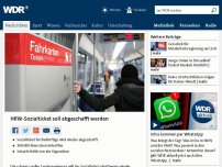 Bild zum Artikel: NRW-Sozialticket wird abgeschafft     Bei den 2011 eingeführten subventionierten Sozialtickets handelt es sich um rabattierte Nahverkehrsmonatskarten für Bedürftige, die auf staatliche Unterstützung angewiesen sind. Im vergangenen Jahr gab das Land rund 4