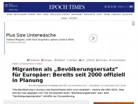 Bild zum Artikel: Migranten als „Bevölkerungsersatz” für Europäer: Bereits seit 2000 offiziell in Planung