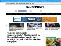 Bild zum Artikel: 'Nackt, machtgeil, unpatriotisch': Merkel reist zu ihrem Heimatverband – dort schlägt ihr plötzlich blanke Wut entgegen
