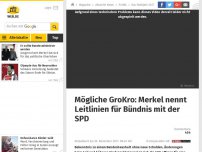 Bild zum Artikel: Mögliche GroKro: Merkel nennt Leitlinien für Bündnis mit der SPD