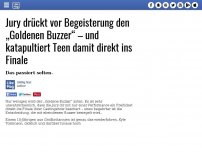 Bild zum Artikel: Jury drückt vor Begeisterung den „Goldenen Buzzer“ – und katapultiert Teen damit direkt ins Finale