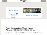 Bild zum Artikel: Frank Zander verzichtet trotz Krebserkrankung nicht auf Weihnachtsfeier für Obdachlose