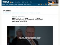 Bild zum Artikel: CSU stürzt auf 37 Prozent – AfD fast gleichauf mit SPD