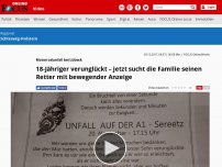 Bild zum Artikel: Motorradunfall bei Lübeck - 18-Jähriger verunglückt – jetzt sucht die Familie seinen Retter mit bewegender Anzeige