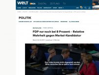 Bild zum Artikel: FDP nur noch bei 8 Prozent – Relative Mehrheit gegen Merkel-Kandidatur