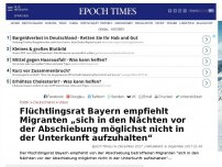 Bild zum Artikel: Flüchtlingsrat Bayern empfiehlt Migranten „sich in den Nächten vor der Abschiebung möglichst nicht in der Unterkunft aufzuhalten“
