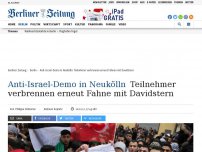 Bild zum Artikel: Anti-Israel-Demo in Neukölln: Teilnehmer verbrennen erneut Fahne mit Davidstern