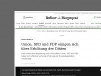 Bild zum Artikel: Abgeordnete: Union, SPD und FDP einigen sich über Erhöhung der Diäten