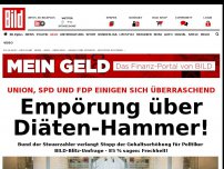 Bild zum Artikel: Union, SPD und FDP einig - Diäten-Hammer!
