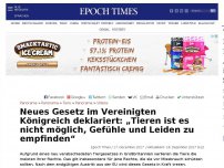 Bild zum Artikel: Neues Gesetz im Vereinigten Königreich deklariert: „Tieren ist es nicht möglich, Gefühle und Leiden zu empfinden“