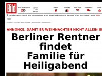 Bild zum Artikel: Weihnachts-Anzeige - Berliner Rentner findet Familie für Heiligabend!