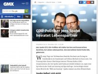 Bild zum Artikel: CDU-Politiker Jens Spahn heiratet Lebenspartner