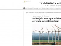 Bild zum Artikel: An Neujahr versorgte sich Deutschland erstmals nur mit Ökostrom