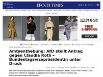 Bild zum Artikel: Amtsenthebung: AfD stellt Antrag gegen Claudia Roth – Bundestagsvizepräsidentin unter Druck