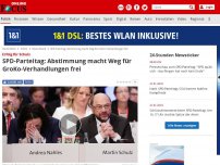 Bild zum Artikel: Erfolg für Schulz auf Parteitag - SPD stimmt für Aufnahme von Koalitionsverhandlungen mit Union