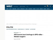Bild zum Artikel: AfD kommt laut Umfrage in SPD-nähe - Weidel reagiert
