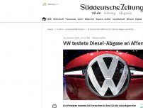 Bild zum Artikel: VW testete Diesel-Abgase an Affen