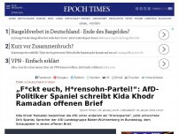 Bild zum Artikel: „F*ckt euch, H*rensohn-Partei!“: AfD-Politiker Spaniel schreibt Kida Khodr Ramadan offenen Brief